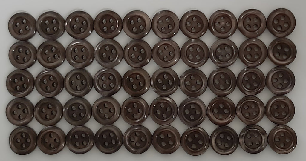 50 Vintage Buttons 4 Hole Shirt / Shank Anchors Pearlesque Brown 10.9mm NOS