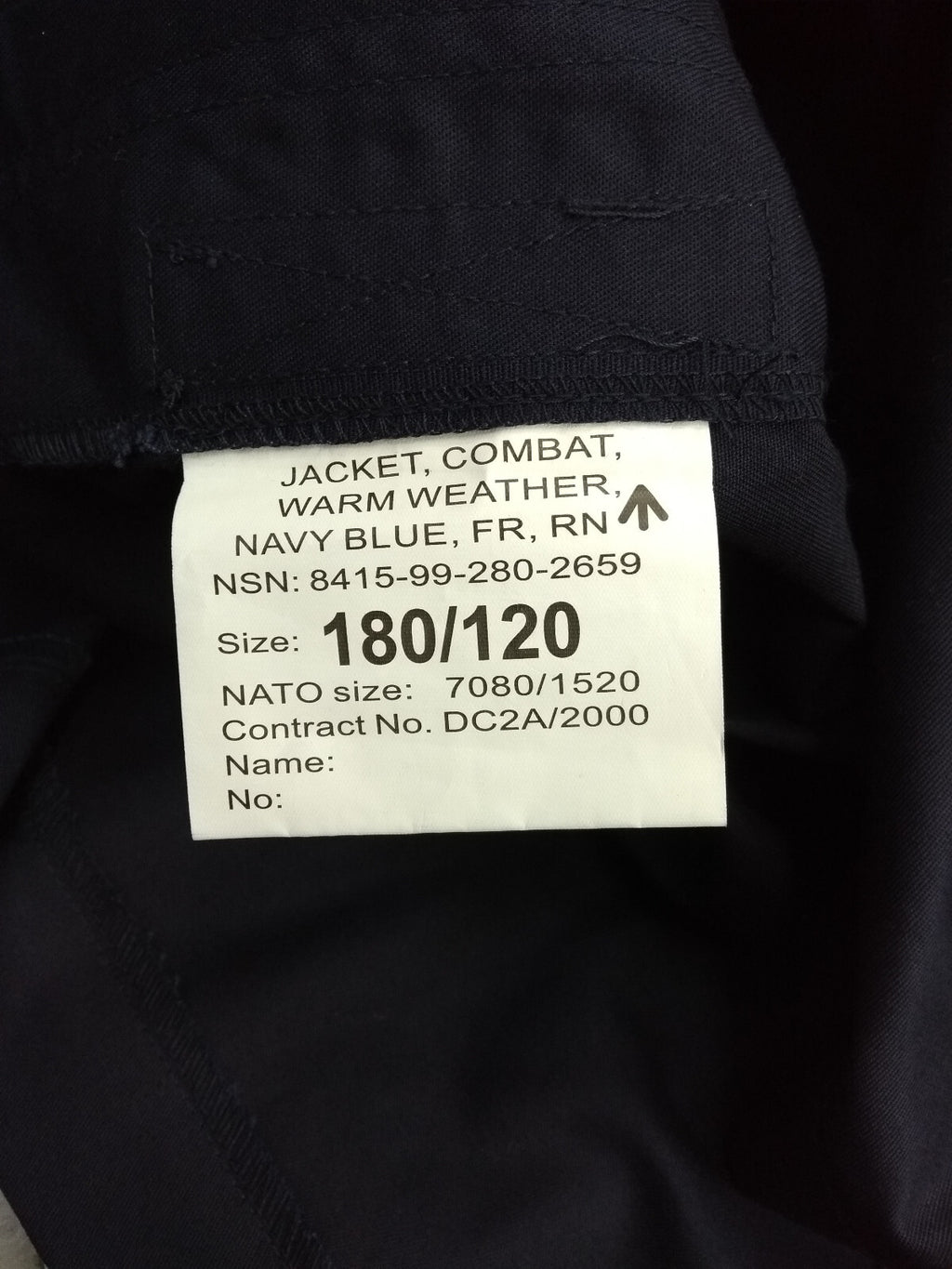 Royal Navy Warm Weather Fire Resistant Blue AWD & No4 Working Jacket 180/120cm
