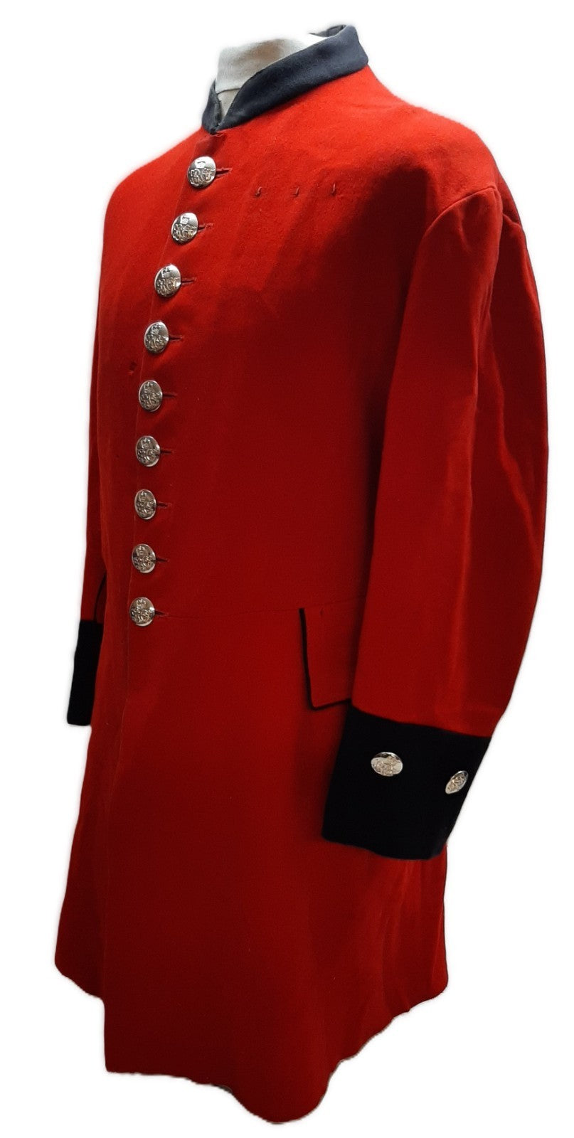 Red Long Coat Royal Hospital Chelsea Queens Crown British Army Uniform Faulty