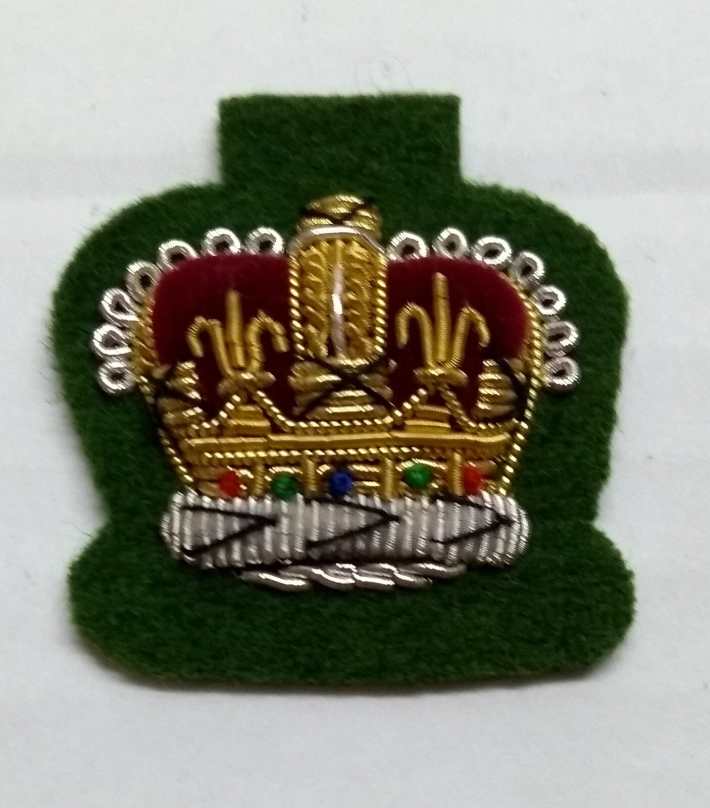 Staff Sergeant Crown No1 Grass Green British Army Hand Embroidered Arm Patch