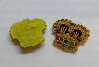 Army Crowns Gold With Crimson Padding Hand Embroidered H/E Insignia 5/8" 1 Pair