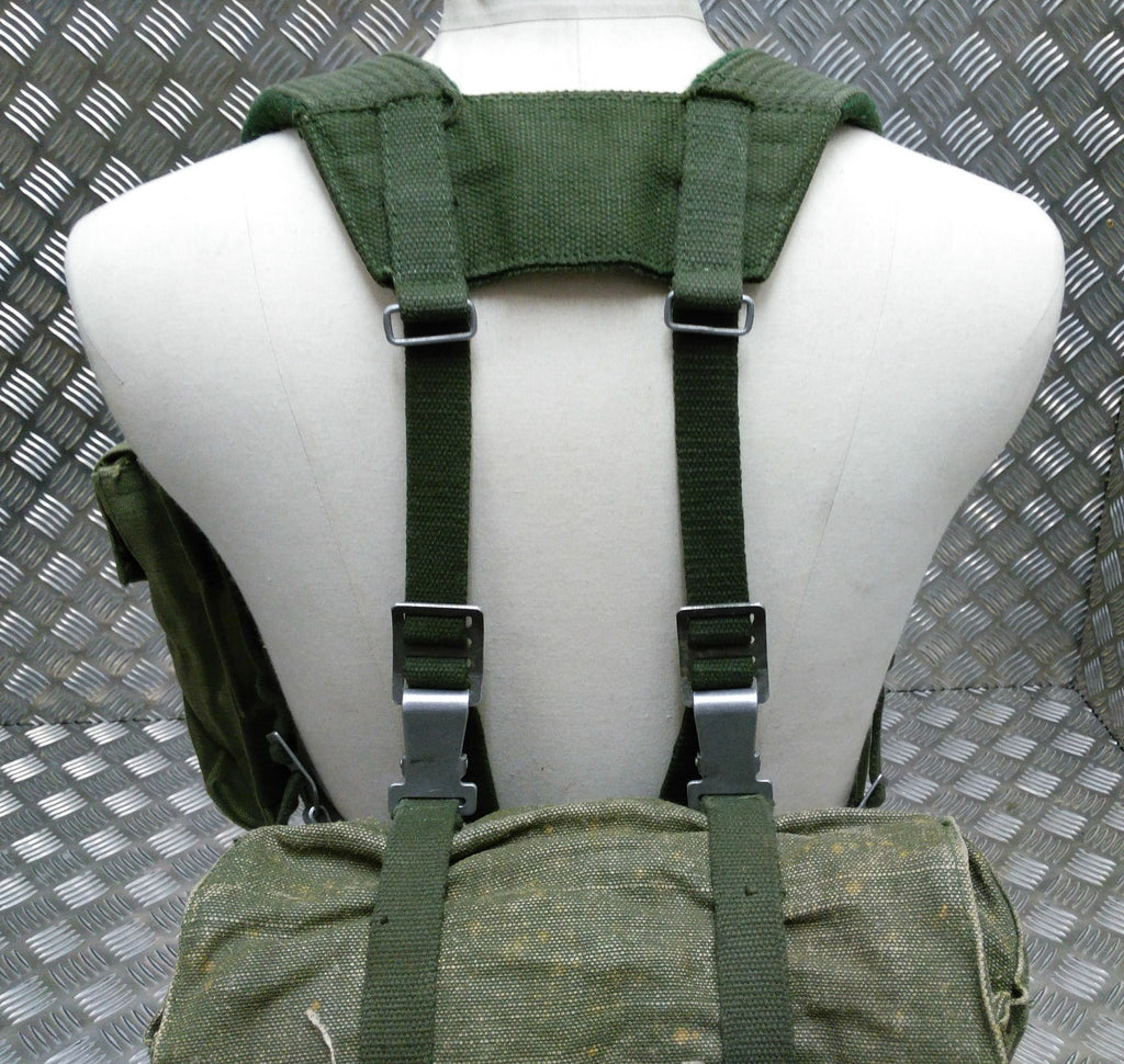 Genuine Vintage Army Webbing Set / Battle Pack Belt And Pouches Heavy Canvas G2