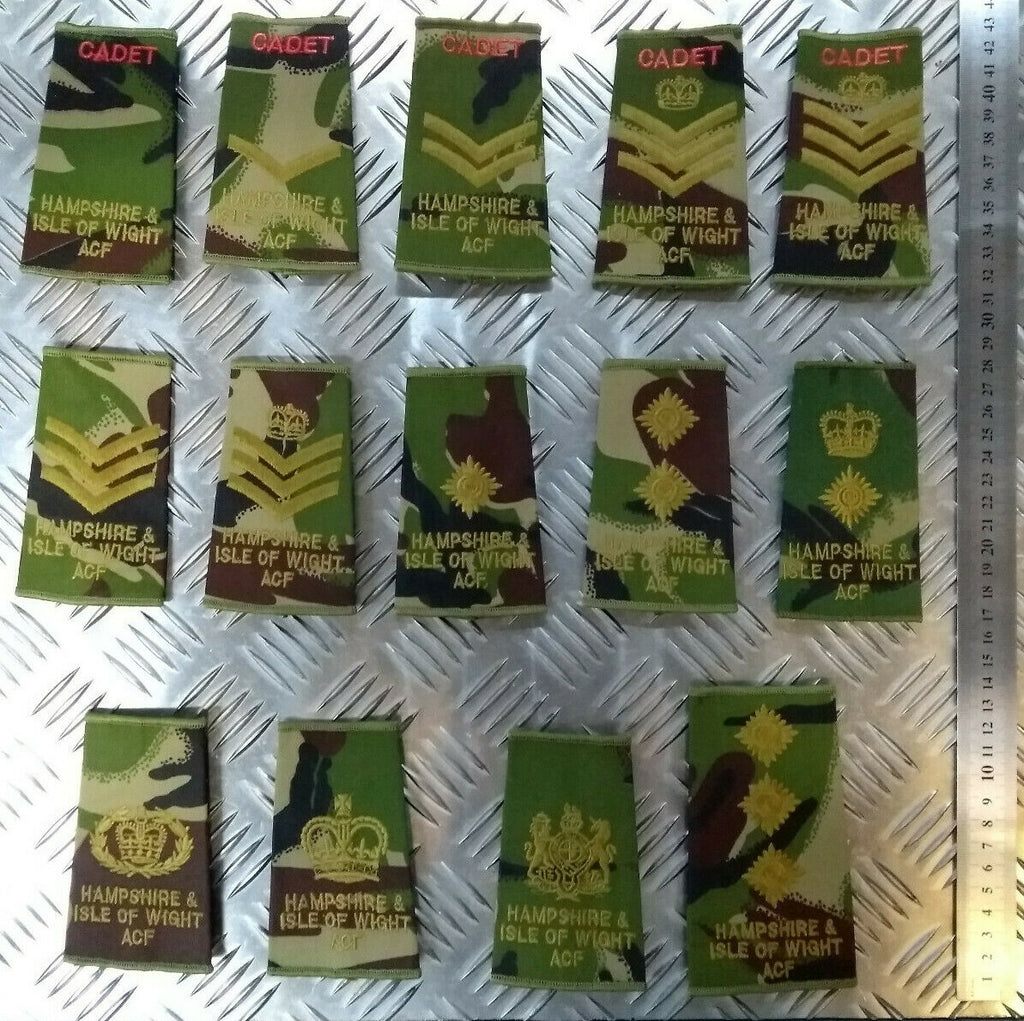 Army Rank Slide Hampshire & Isle of Wight IOW ACF Woodland DPM Camo