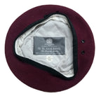 Maroon Army Beret Goldings UK Pattern Wool / Silky Lining & Petersham Trim 54cm.