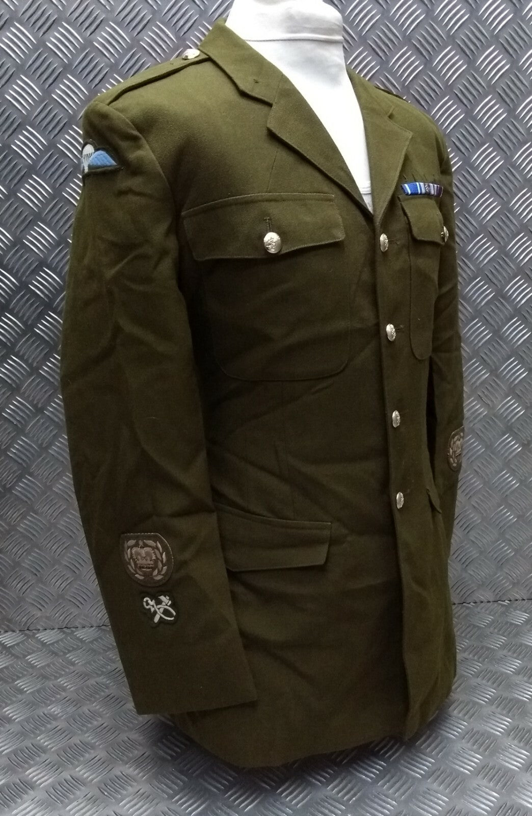 British Army No2 REME Regiment Dress Jacket Fully Buttoned With Insignia Patches