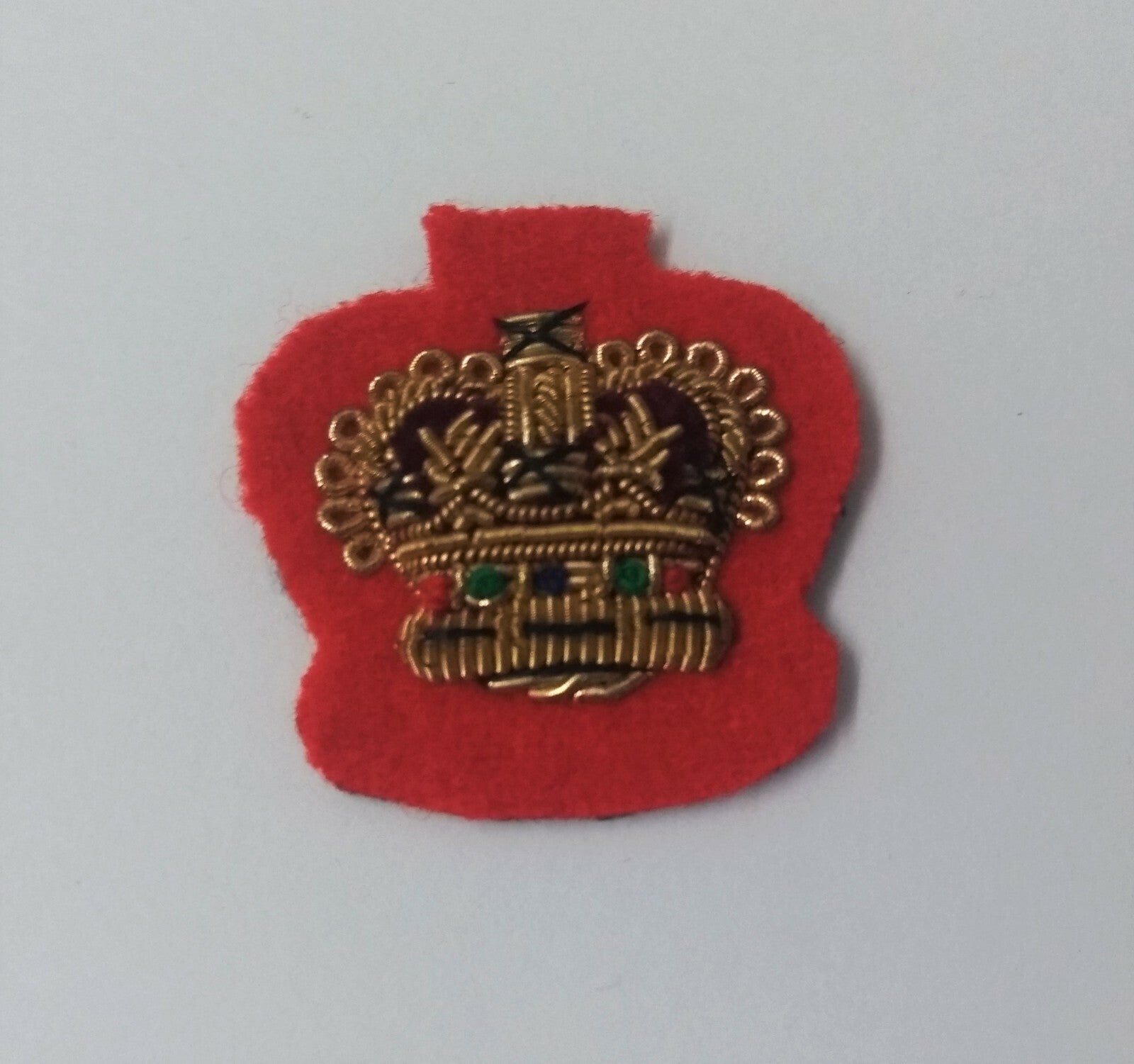 Genuine Vintage British Braided Decorative ⅝" Crown on Red Felt