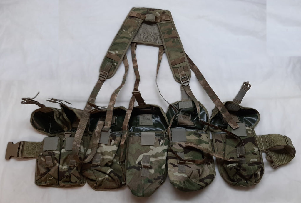 Airborne Army Webbing British Assault Camo Belt Yoke & Assorted Pouches (5)