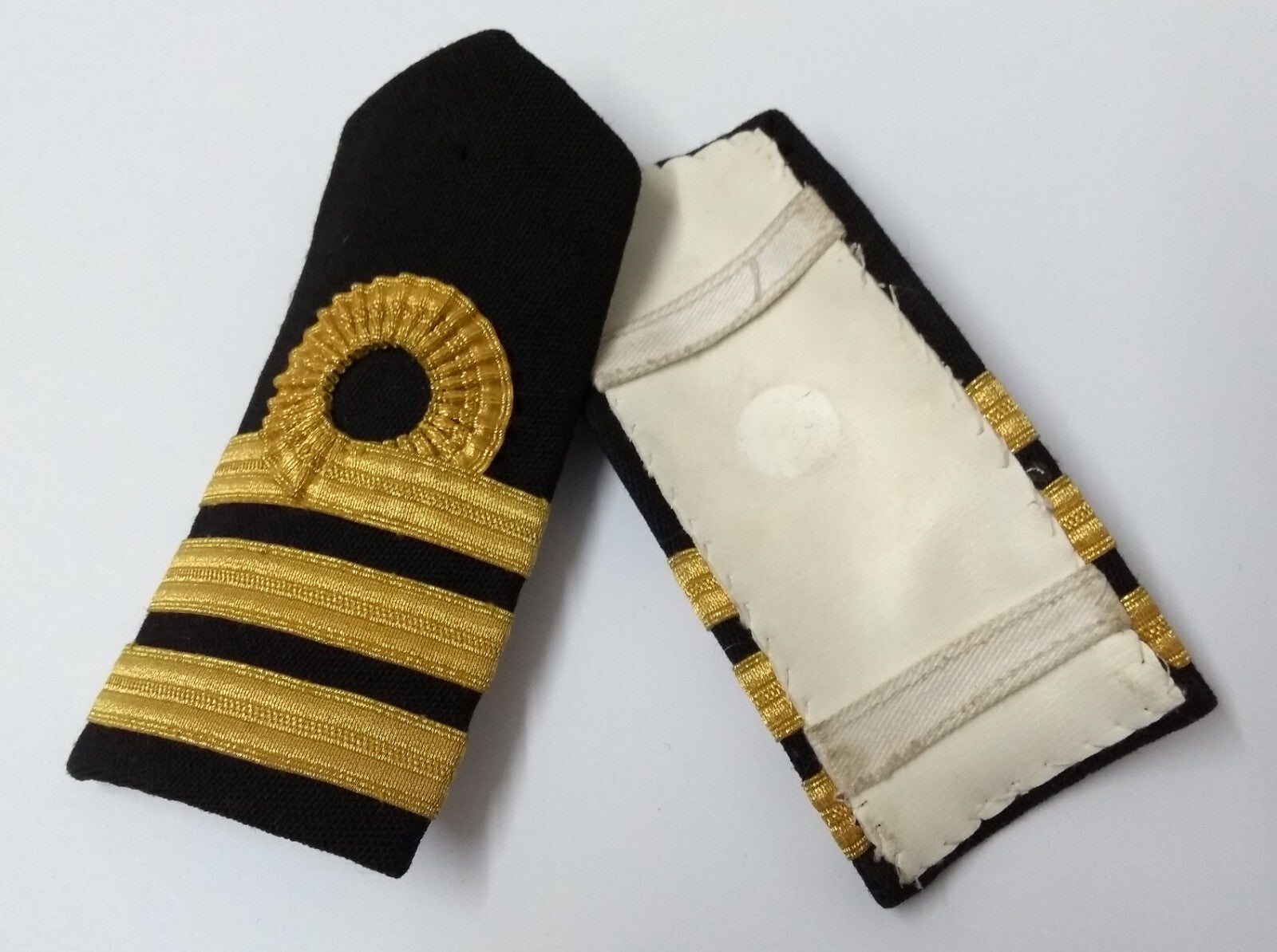Naval Officers Commander Uniform Shoulder Boards Epaulette Black & Gold Detail
