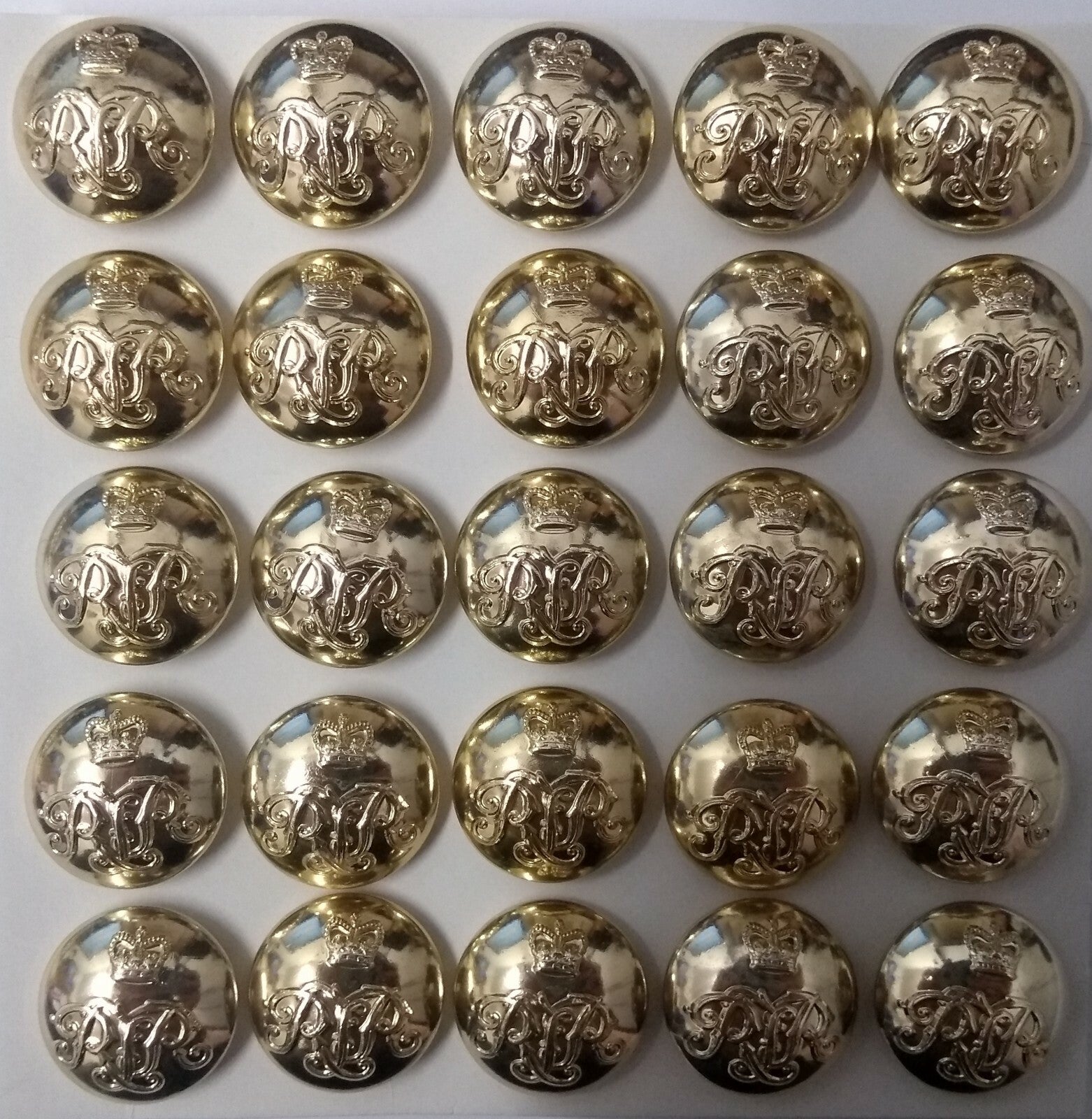 Genuine British Army The Royal Tank Regiment RTR No1 No2 Dress Buttons 30L x25