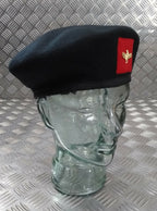 Wool Beret H&S Black With Eagle Badge Size 61cm New