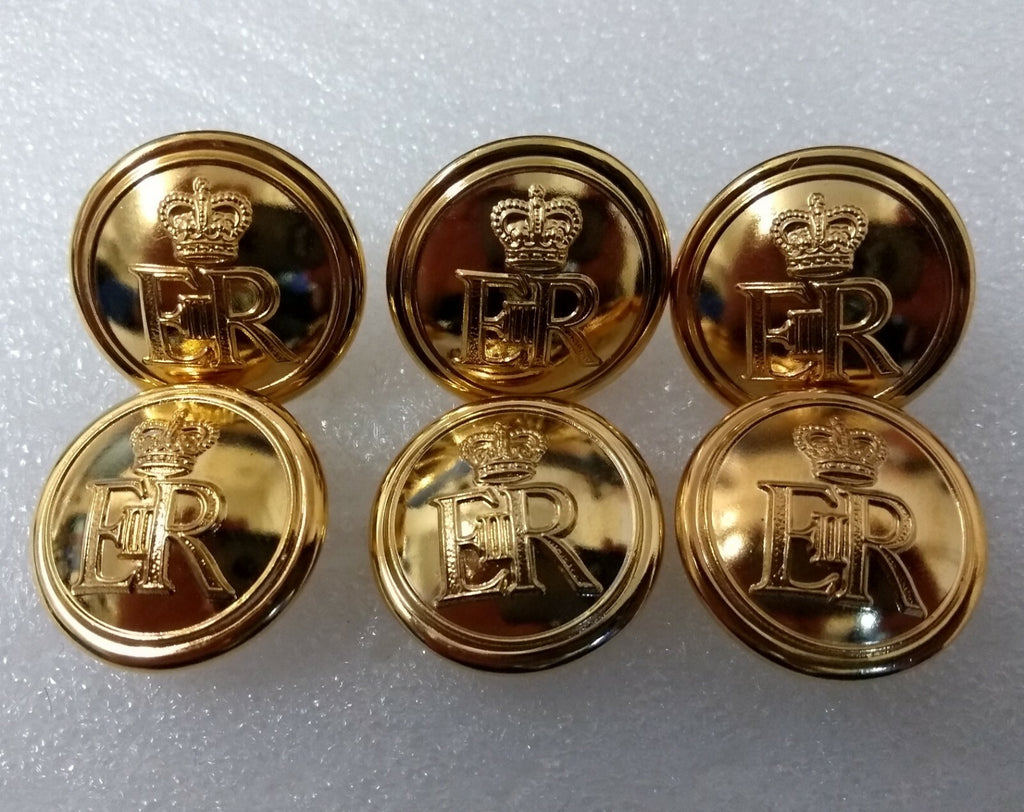 Genuine British Issue E R II Queens Livery Crown Gilt Buttons 38L NEW