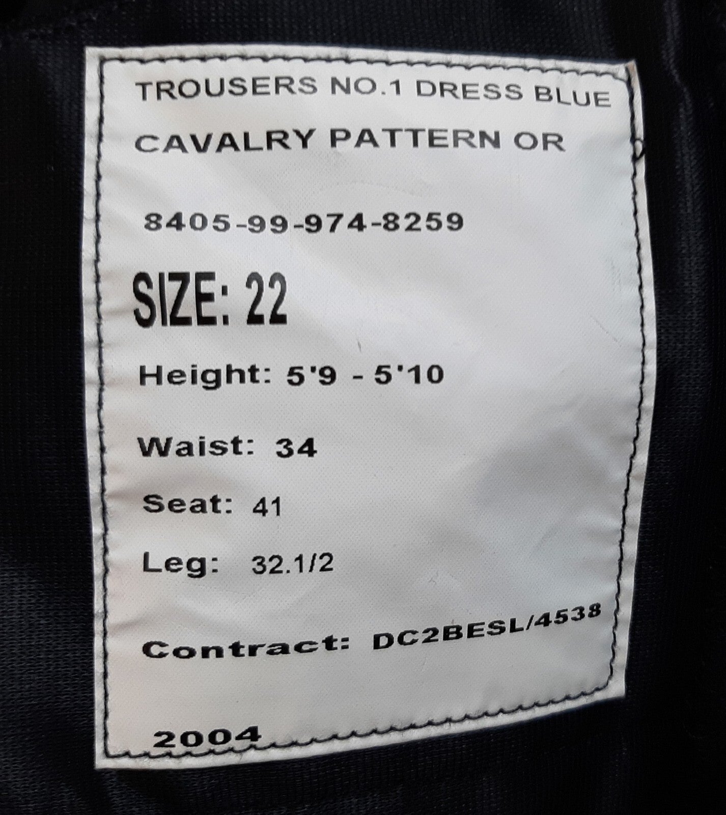 No1 Para Trousers British Army No 1. Blues Cavalry Pattern 1" Maroon Stripes 34"