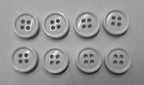 White Small Buttons for Braces British 4 Hole Pattern 14.5mm Set of 8
