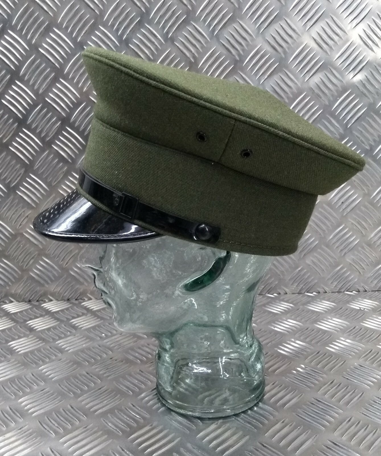 Standard Service Dress Uniform Parade Hat Green Chinstrap & Buttons Size 56cm