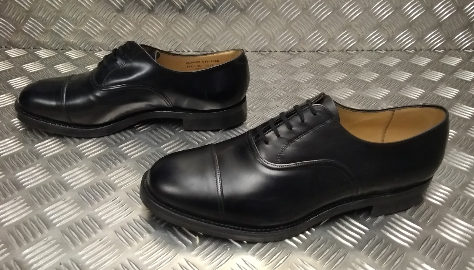 Genuine British Army Black Leather Mens PMS Service Shoes w Toe Caps Size 14M