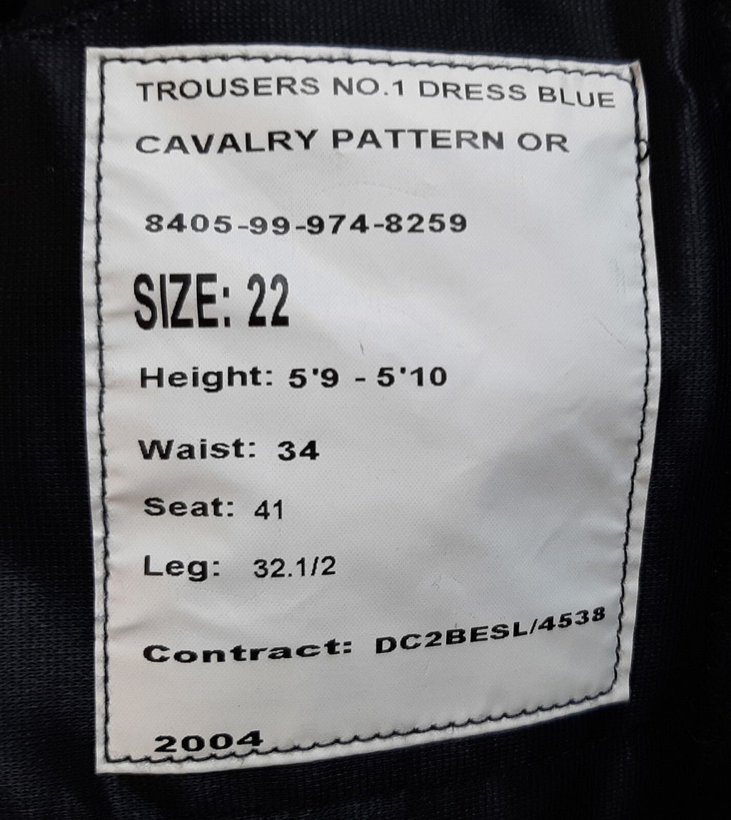 No1 Para Trousers Blues Cavalry Pattern 1" Maroon Stripe British Army W34"