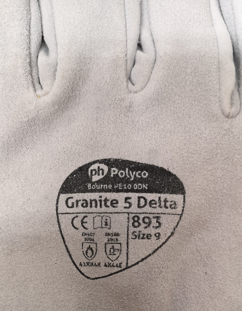 Polyco Granite 5 Delta Split Leather Gloves Cut Heat & Abrasion Resistant Size 9