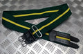 Stable Belt 64mm Green with Yellow Stripes Double Leather Strap UK Made Large