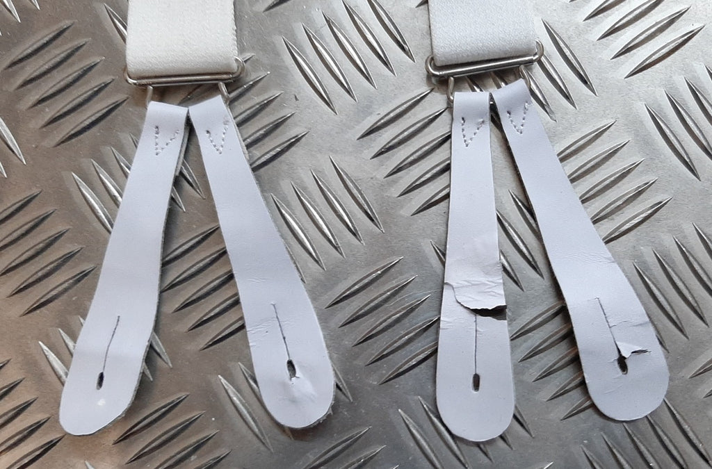 Issue Officers Mess Dress White Braces with Leather Button Tabs x 2