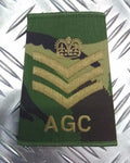 AGC Staff Sergeant Rank Slide Epaulette British Army DPM Woodland Camo NEW