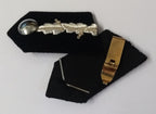 Black Gorgets Collar Tabs With Silver Leaf Insignia Plain Buttons & Clip Backs M