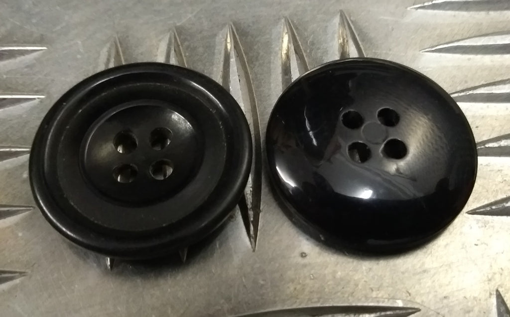 Vintage Issue 4 Hole Plastic Coat Buttons Black 26mm