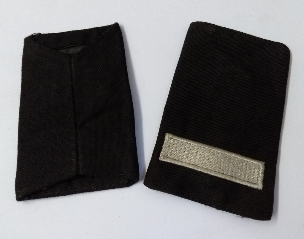 1 Bar Slides British Made Shoulder Rank Sliders Silver Bar on Black 1 Pair Used