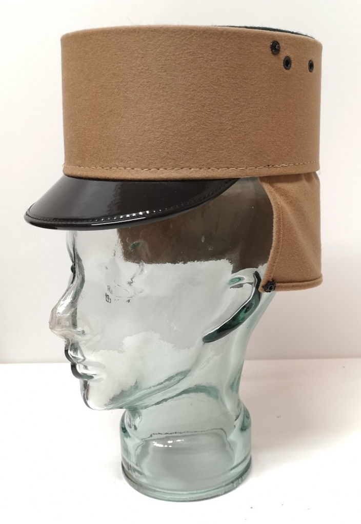 Beige Female Peaked Kepi Cap with Dark Green Rim 50cm