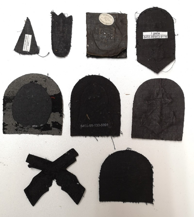 Various Wire Braided Army Navy Patches on Black Felt British set of 9