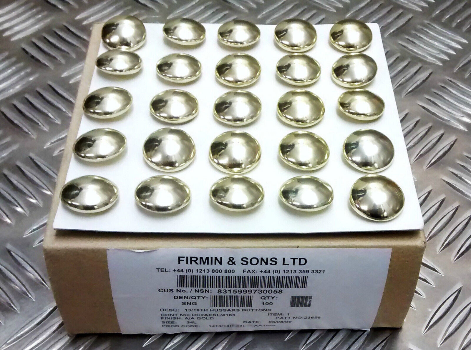 Genuine British 25 Army Issue 13/18th Royal Hussars Plain Buttons Size 26L x25