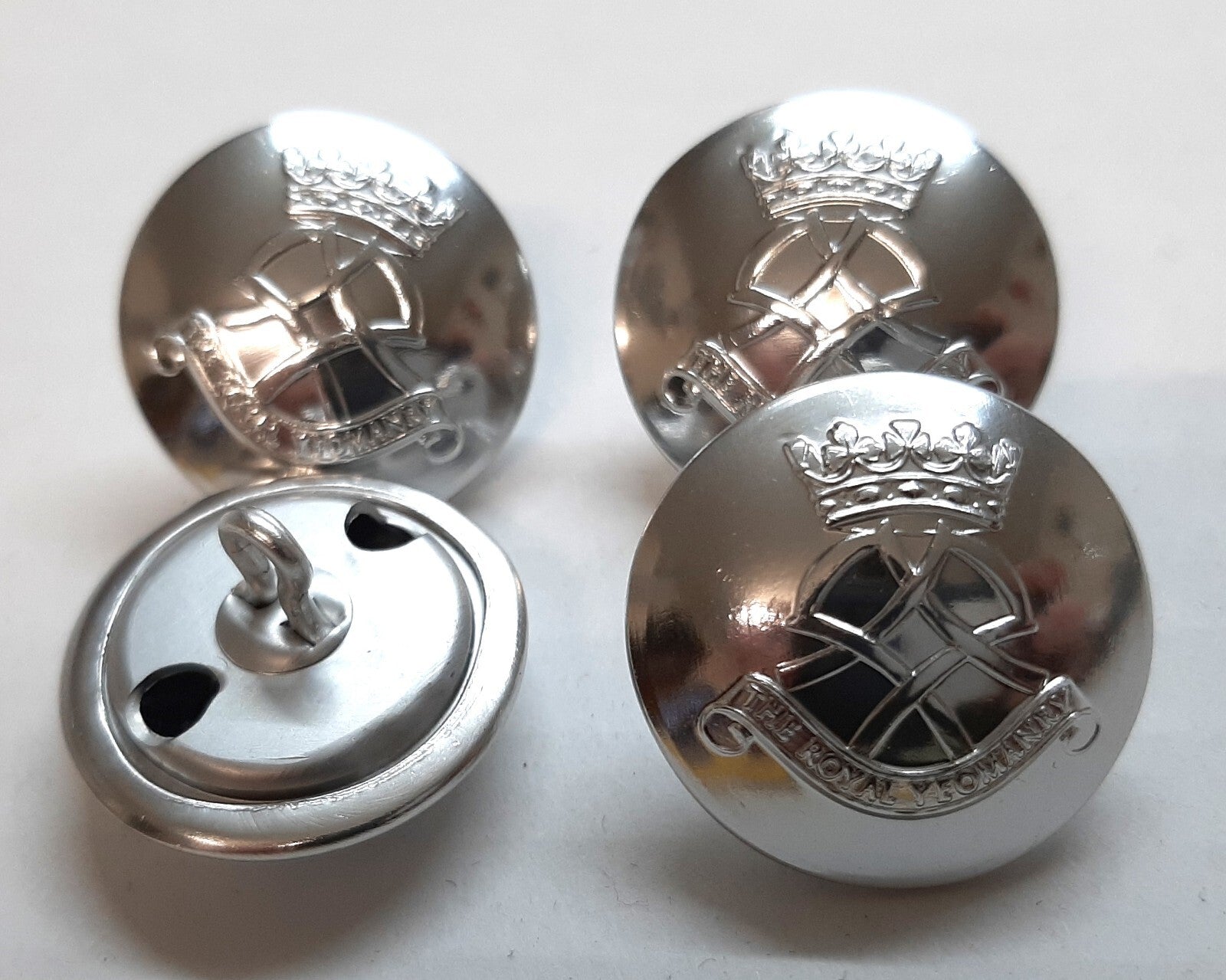 The Royal Yeomanry British Army Insignia Ring Back Silver Buttons Large 40L X4