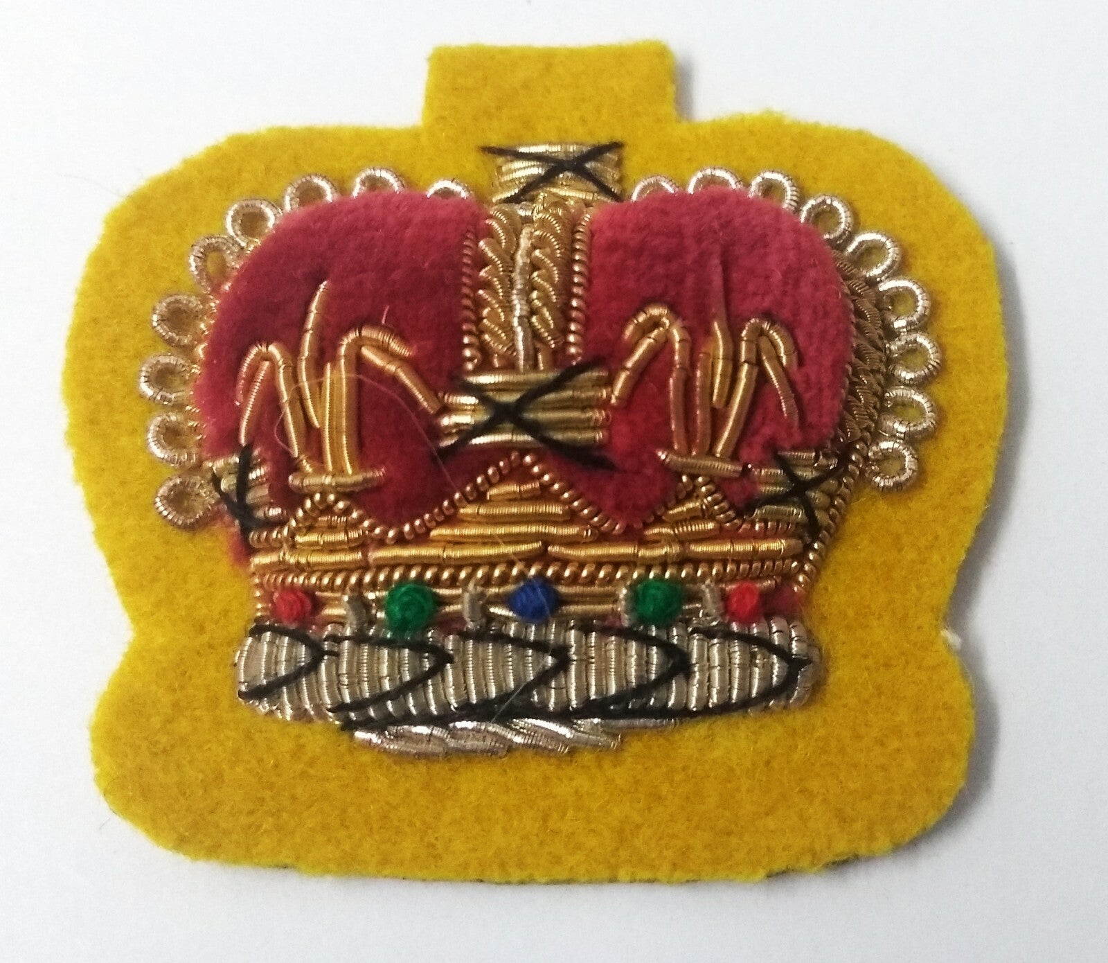 Genuine Vintage British Braided Decorative Crown on Yellow Felt