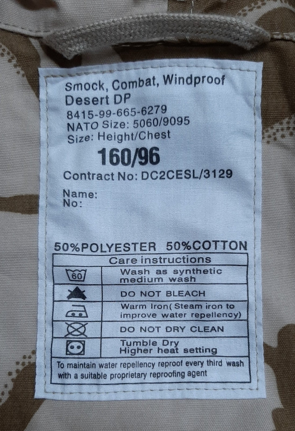 Desert Smock Windproof RAF Royal Air Force D / Storm Camo Size 160/96cm