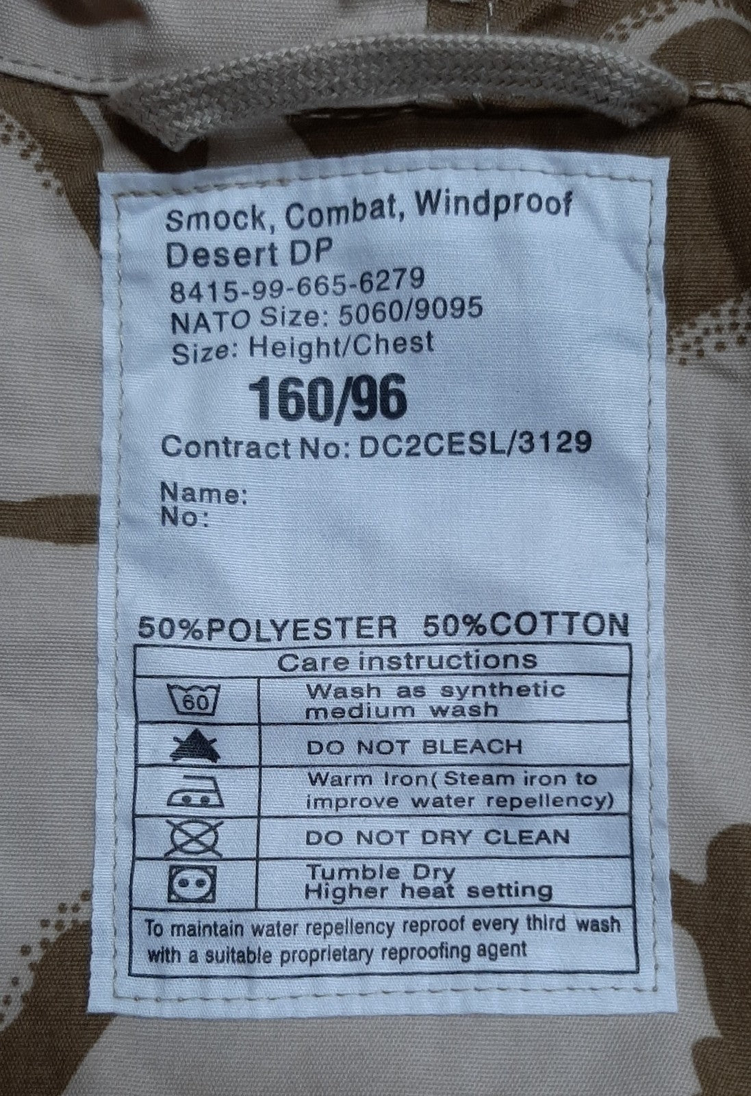 Desert Smock Windproof RAF Royal Air Force D / Storm Camo Size 160/96cm