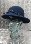 Ladies Formal / Hostess Soft Felt Navy Brim Hat Genuine British Made - NEW