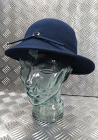 Ladies Formal / Hostess Soft Felt Navy Brim Hat Genuine British Made - NEW