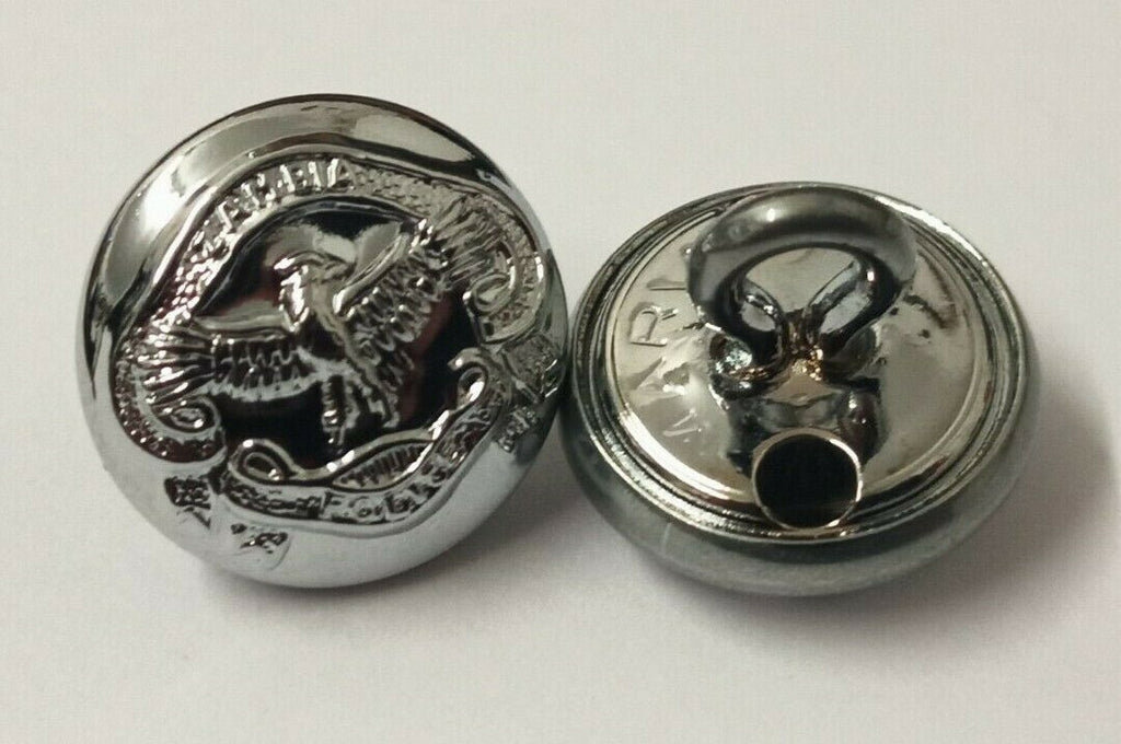 Genuine Zambian Forces Insignia Chrome / Silver Ring Back Buttons 13mm x 2 NEW