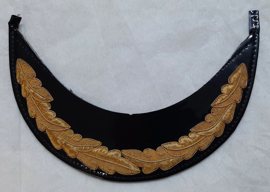 Officers Oakleaf Sprig Gold Wire 1 Row On Black PVC Visor Peak Ex Sample