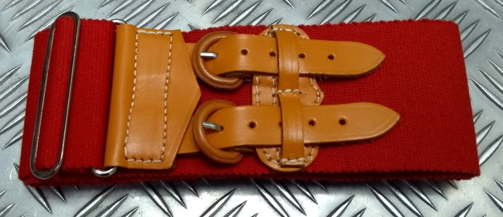 Red Belt Stable Double Tan Leather Strap Buckles For Ceremonial & Parade Duties
