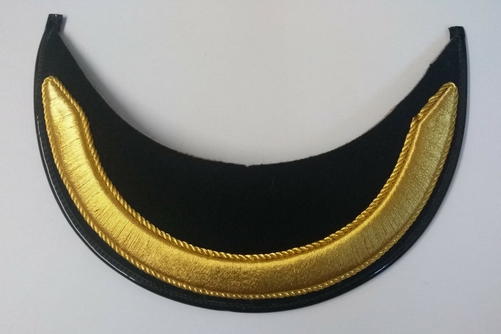 Genuine British Made Senior Officer 5/8" Gold Mylar Dress Cap Felt Peak