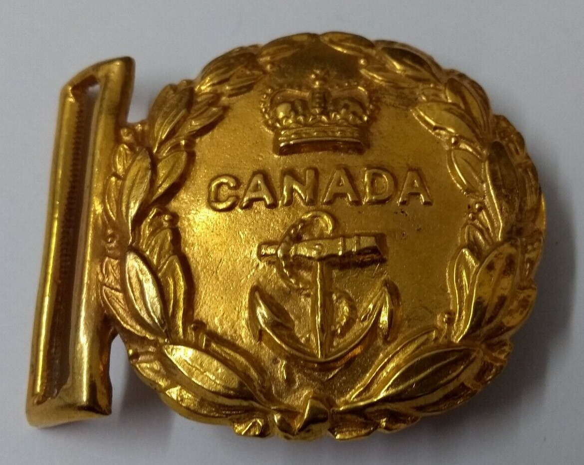 Genuine Vintage Canadian Naval Queens Crown Ceremonial Canada Belt Buckle EBYT92