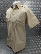 Army Style Fawn Shirt Tri Service Short Sleeve Beige. Collar 18.5" NEW