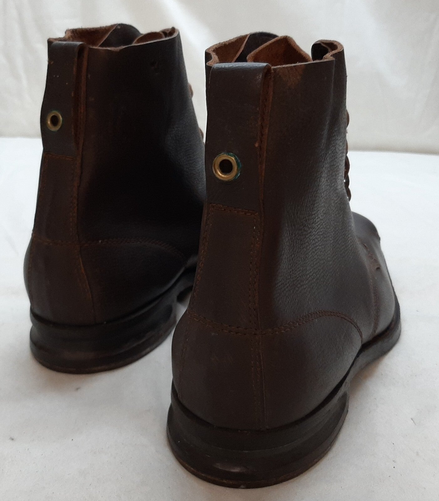 Vintage Army Boots Brown Leather WW2 Pattern 1947 Heel Plates Stitched Sole EU49