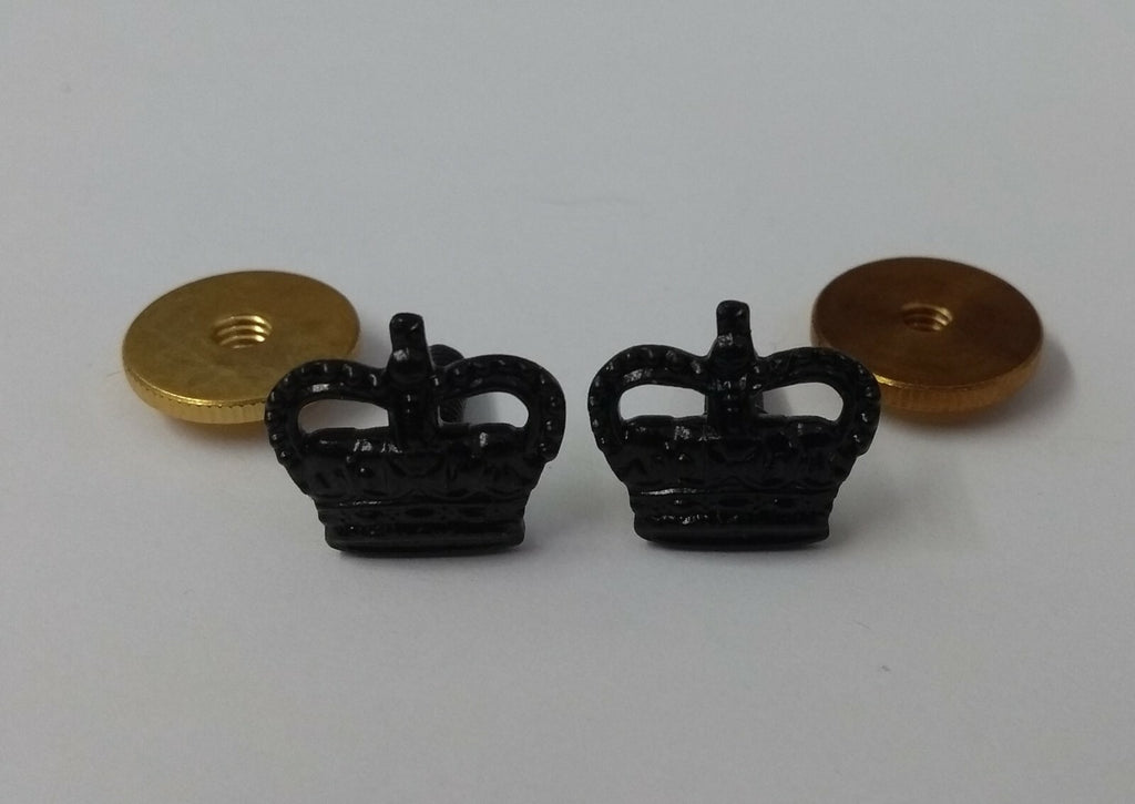 Black Crown 3/8" Subdued Officer Rank Crown 1 Pair Screw Fitment GIM159