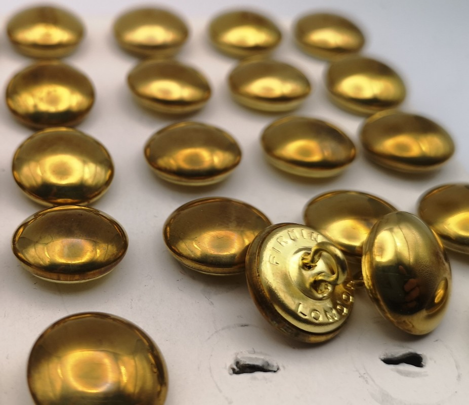 Vintage Brass Colour Half Ball Dome Dress Buttons 27L x8