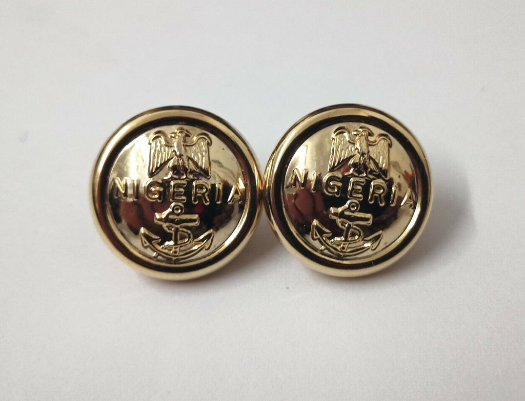 Genuine Nigerian Navy Issue Eagle and Anchor Insignia Ring Back Buttons X2 V0349