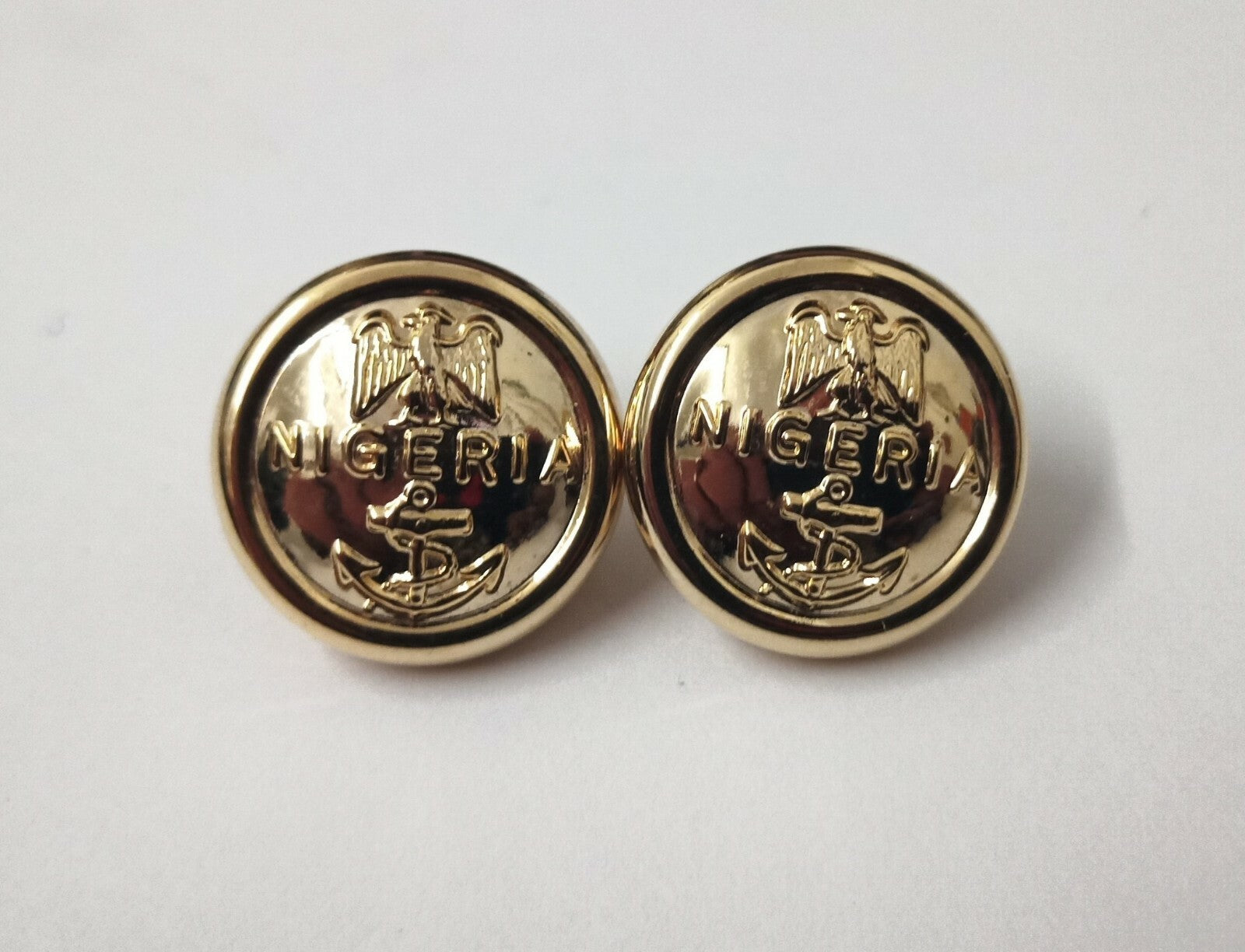 Genuine Nigerian Navy Issue Eagle and Anchor Insignia Ring Back Buttons X2 V0349