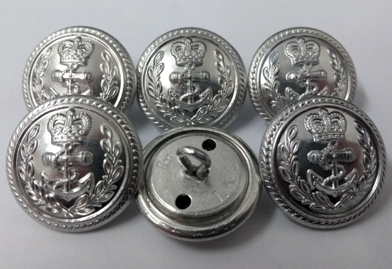 Royal Navy Offc. Flag Dress Silver Coloured Buttons 30L x10 RN