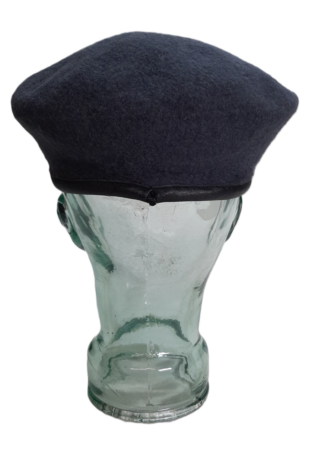 RAF Royal Air Force Beret Knitted Wool Blue Grey With Leather Rim & Badge Eyelets