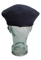 RAF Royal Air Force Beret Knitted Wool Blue Grey With Leather Rim & Badge Eyelets